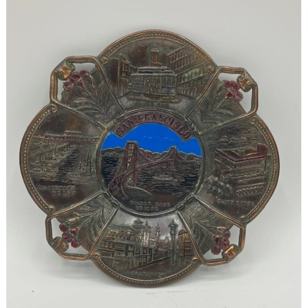 Golden Gate Bridge Collectible Metal Plate/Trinket Dish Vintage Japan